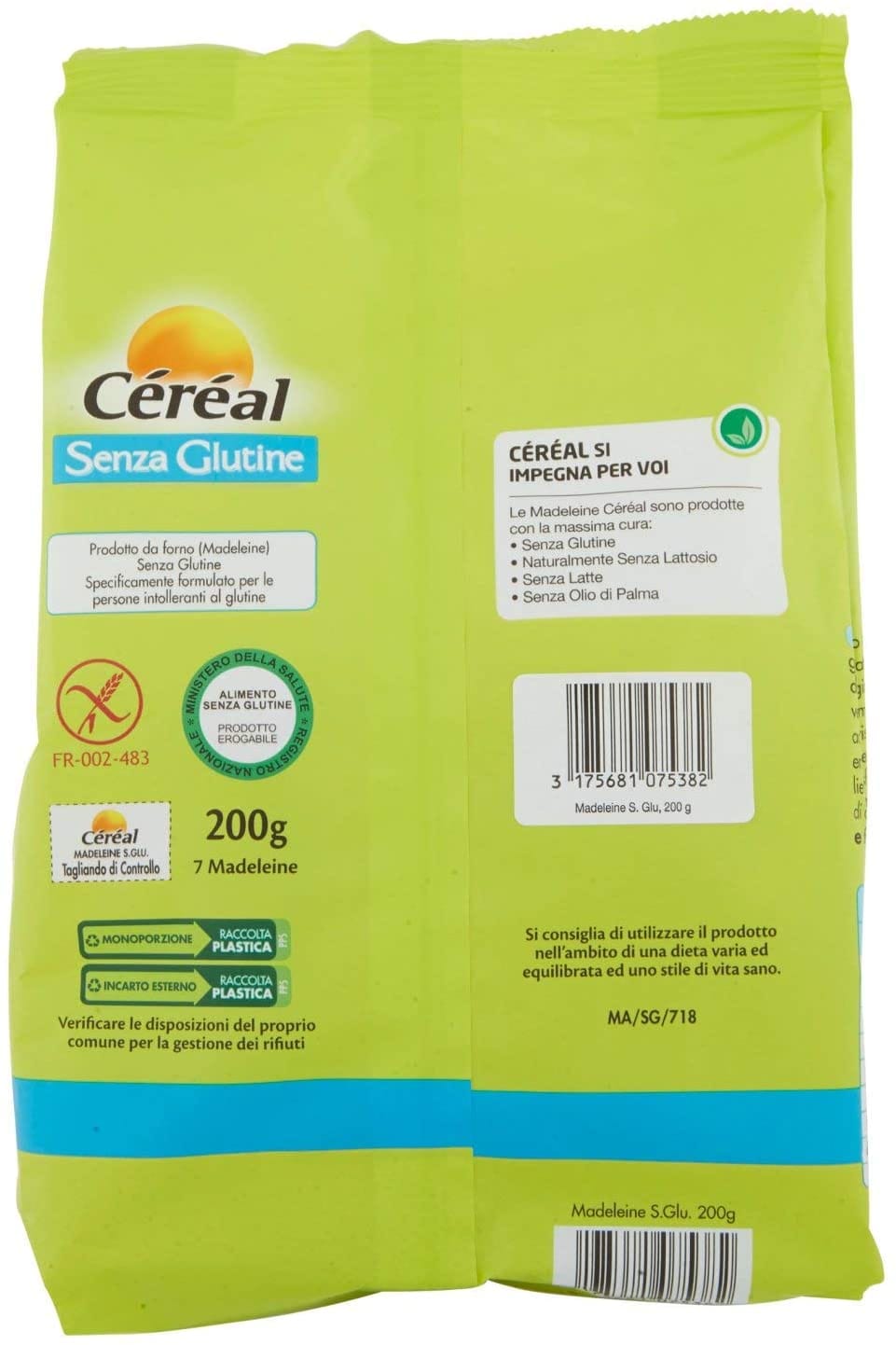 Madeleine Cereal senza glutine e lattosio, 200g