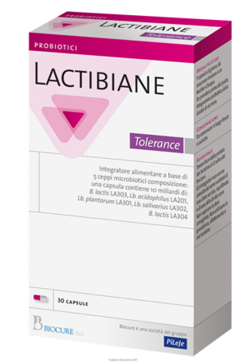 Integratore Lactibiane Tolerance con probiotici, 30 capsule