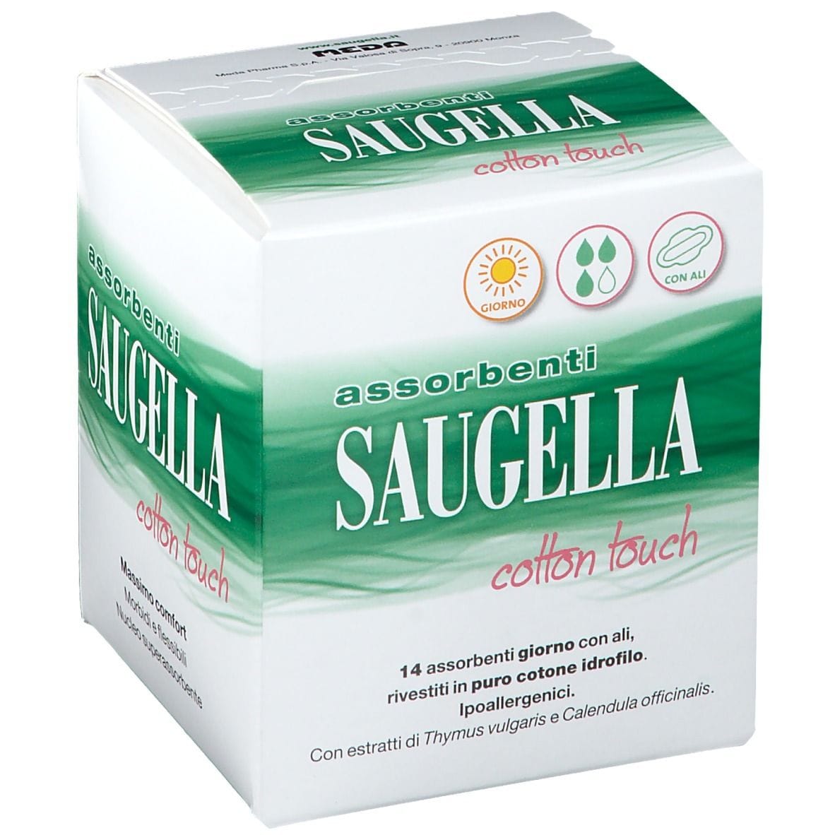 Assorbenti giorno Saugella Cotton Touch con ali, 14 pezzi