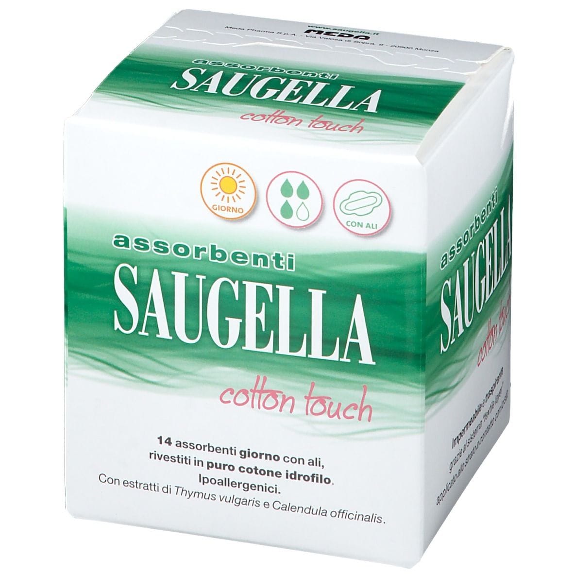 Assorbenti giorno Saugella Cotton Touch con ali, 14 pezzi