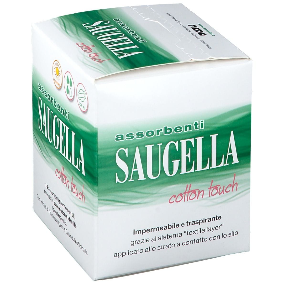 Assorbenti giorno Saugella Cotton Touch con ali, 14 pezzi