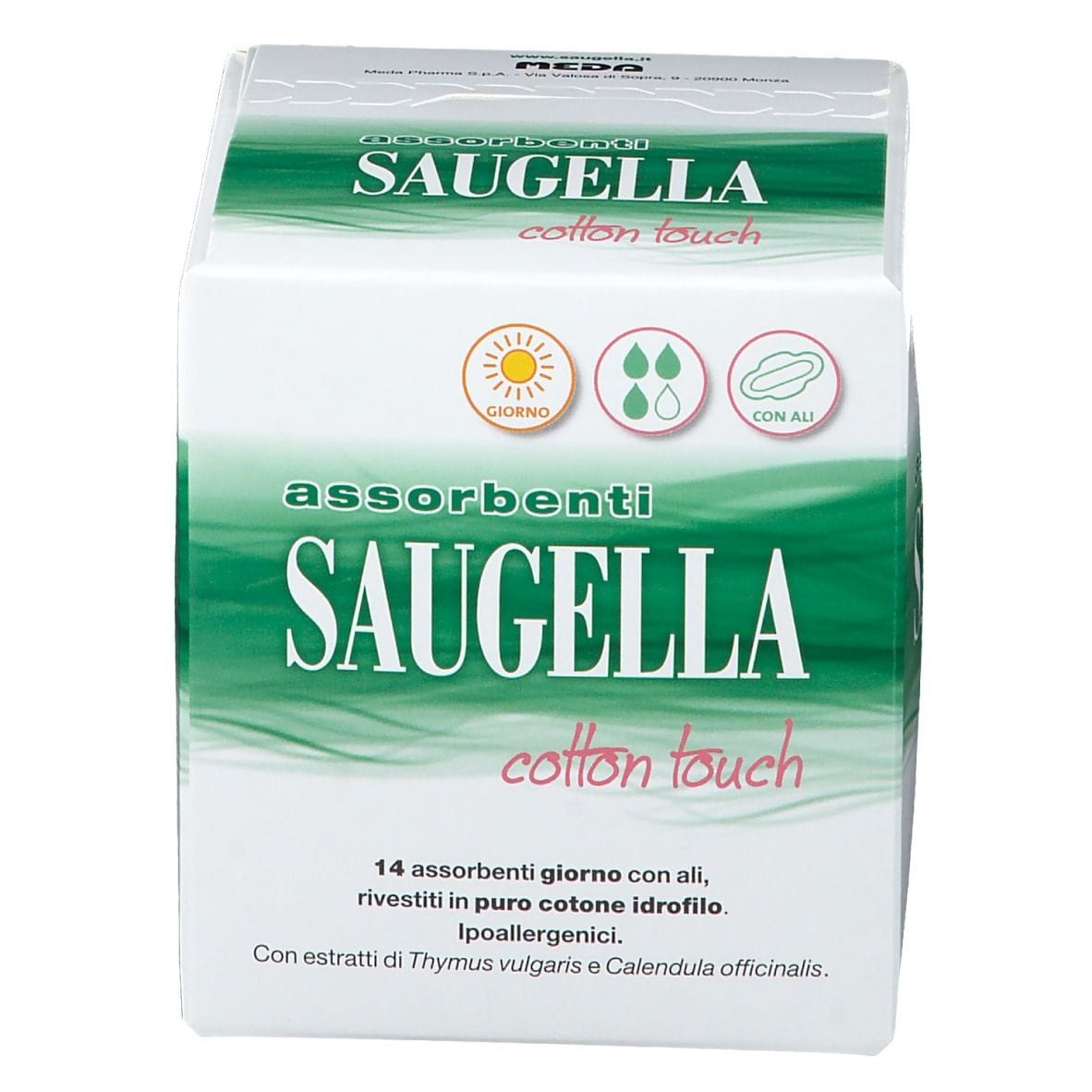 Assorbenti giorno Saugella Cotton Touch con ali, 14 pezzi