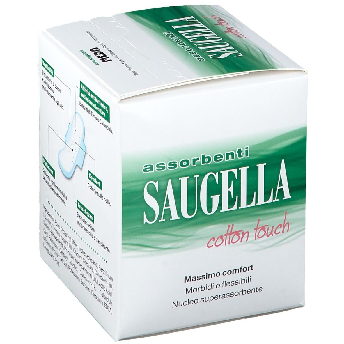 Assorbenti giorno Saugella Cotton Touch con ali, 14 pezzi