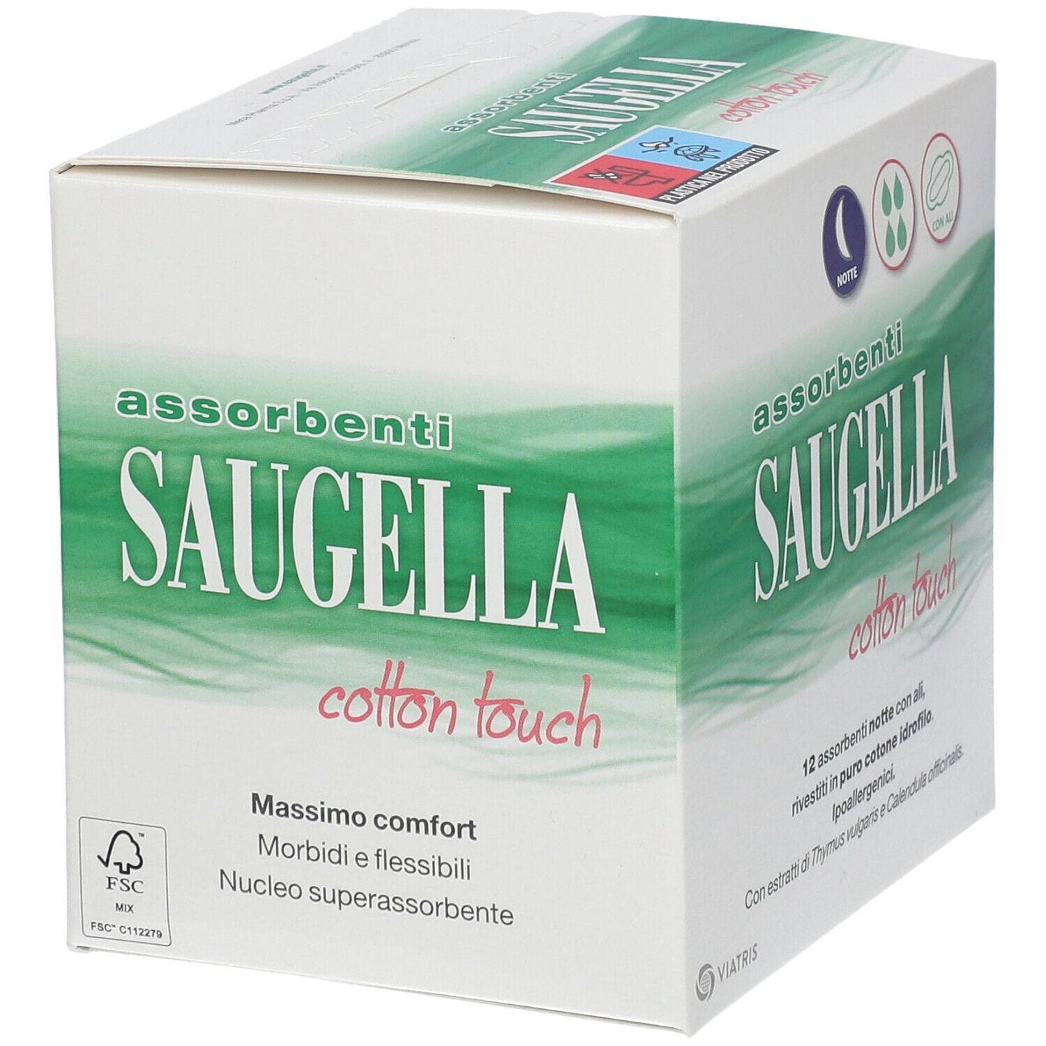 Assorbenti Notte Saugella Cotton Touch in Cotone, 12 Pezzi