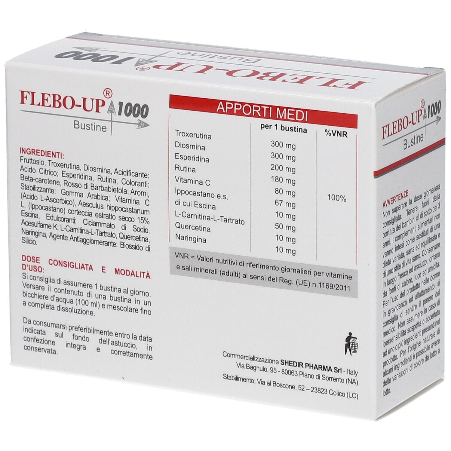 Integratore Flebo-Up 1000 per la circolazione, 18 bustine