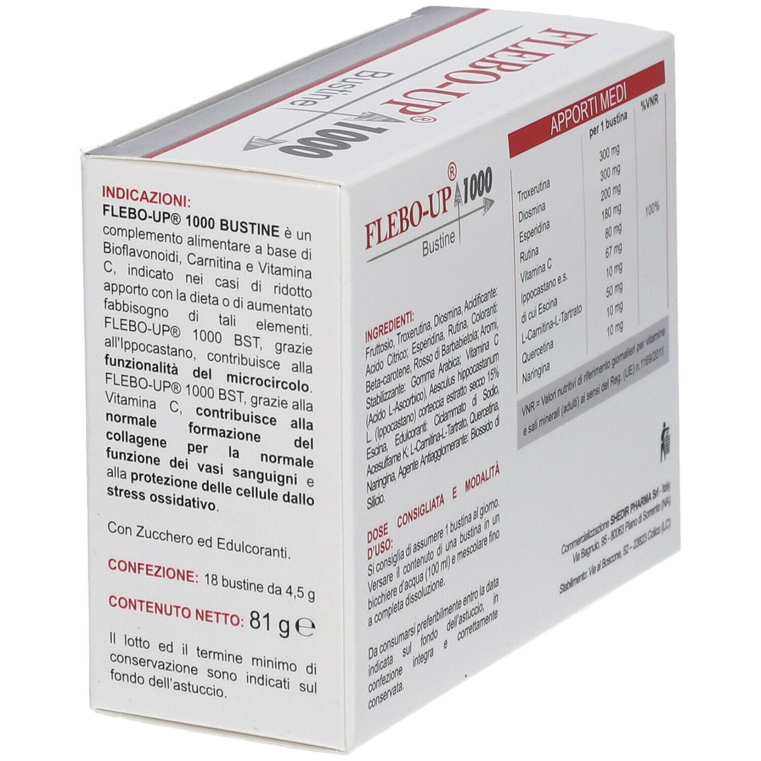 Integratore Flebo-Up 1000 per la circolazione, 18 bustine