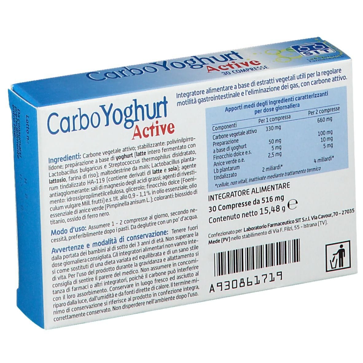 CARBOYOGHURT PLUS 30 COMPRESSE DA 565 MG