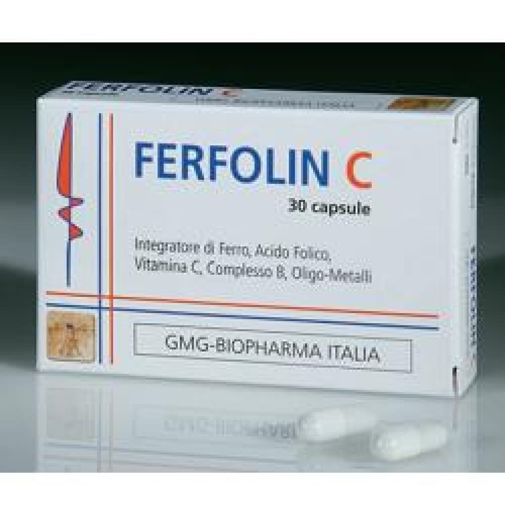 Integratore Ferfolin C con Ferro e Vitamine, 30 Capsule