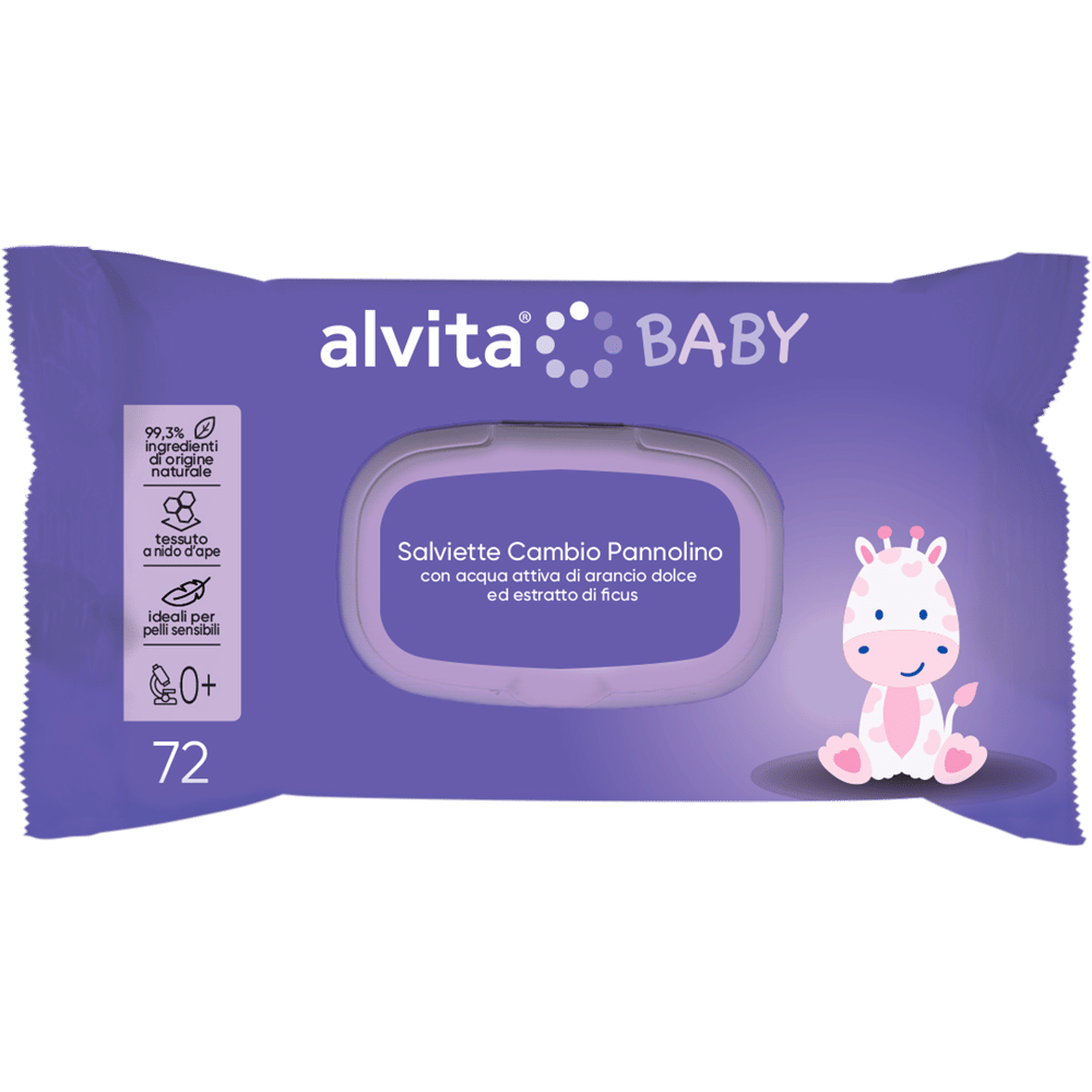 Salviette Alvita Baby per il cambio pannolino, 72 pezzi