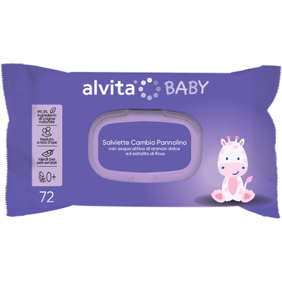 Salviette Alvita Baby per il cambio pannolino, 72 pezzi