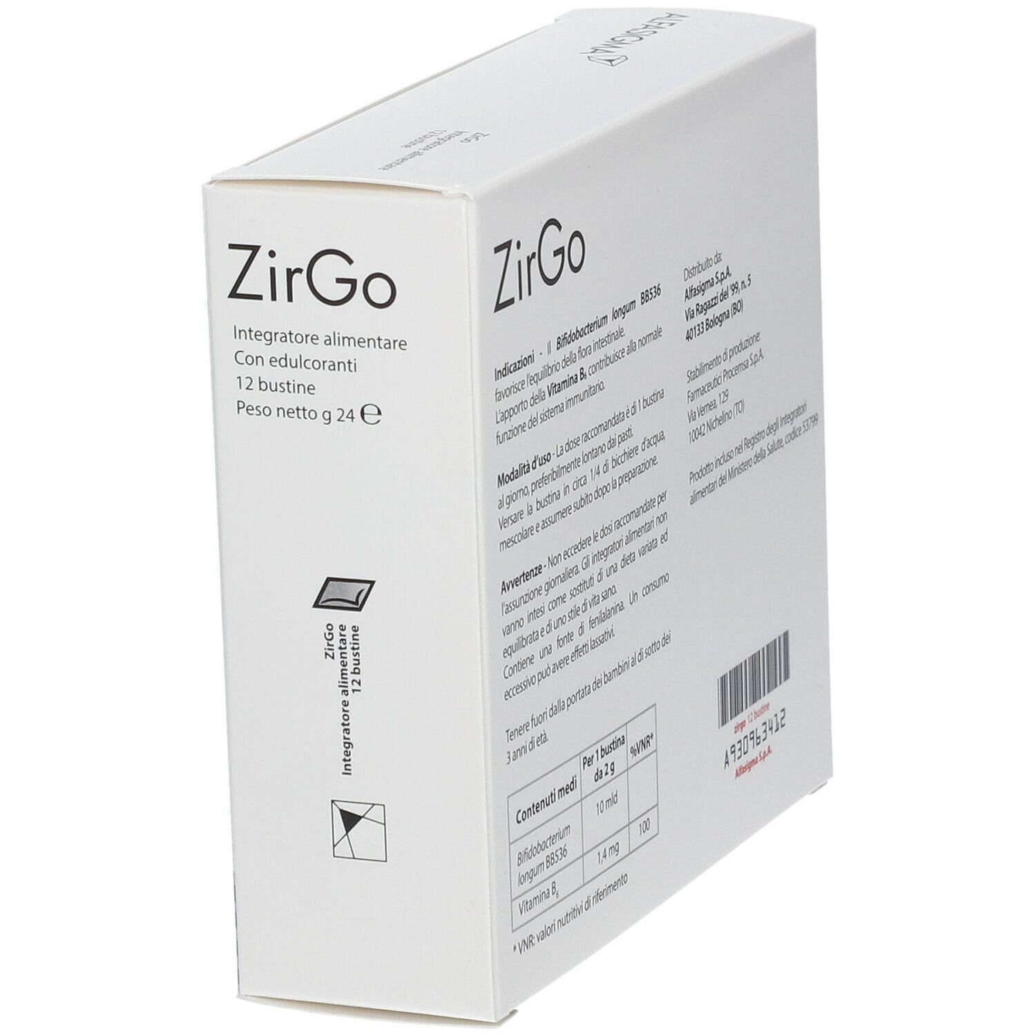 Integratore ZirGo probiotico e vitamina B6, 12 bustine