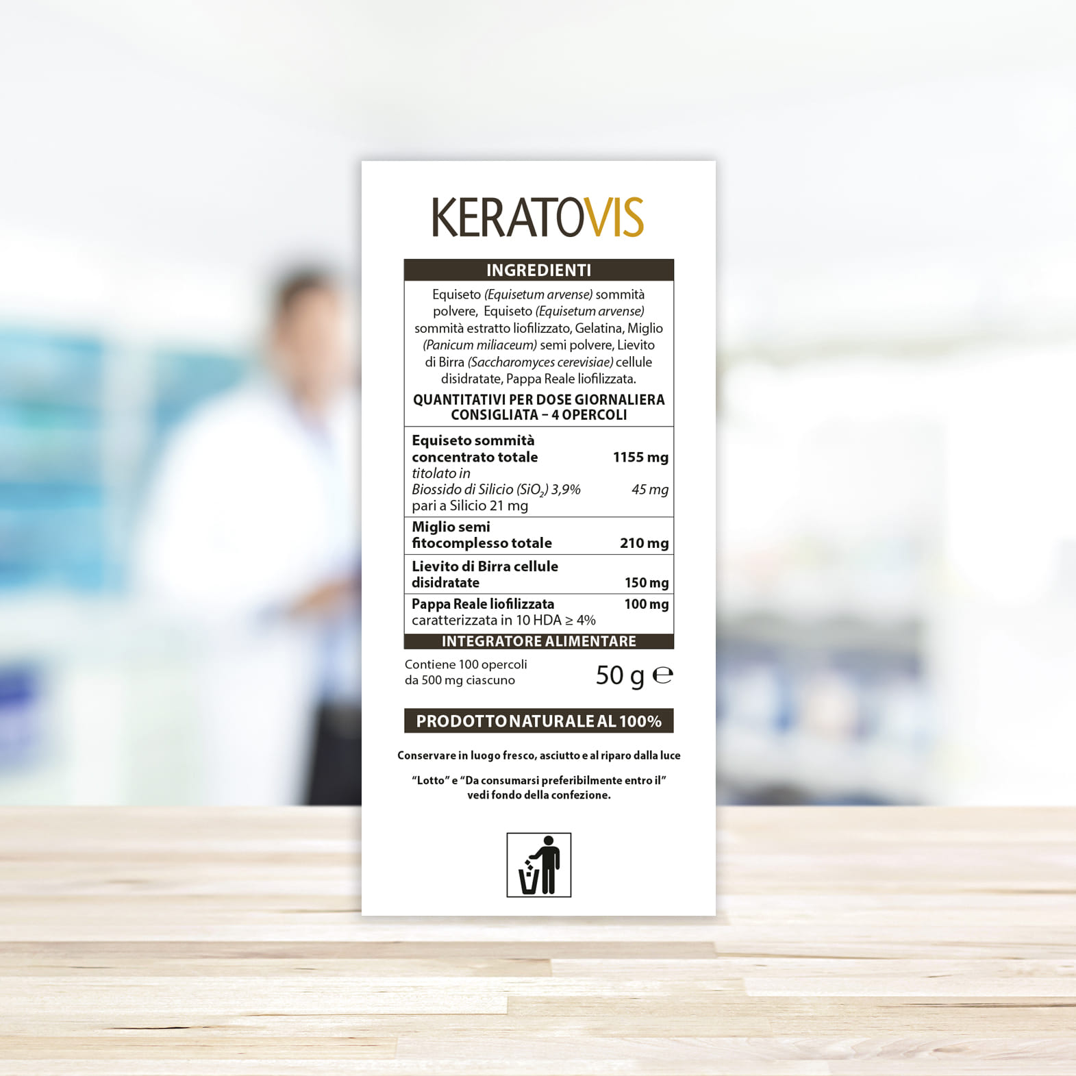 Integratore Keratovis per capelli e unghie, 100 opercoli