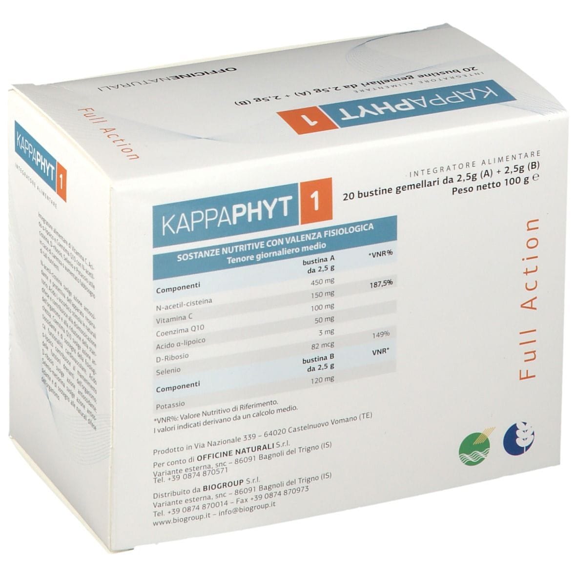 KAPPAPHYT 1 20 BUSTINE GEMELLARI DA 2,5 G A + 2,5 G B