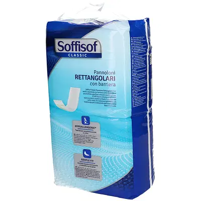 PANNOLONE RETTENGOLARE SOFFISOF CLASSIC CON BARRIERA 30 PEZZI PANNOLONE RETTENGOLARE SOFFISOF CLASSIC CON BARRIERA 30 PEZZI