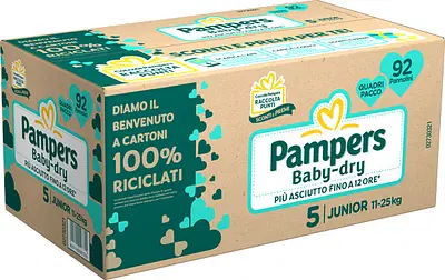 PAMPERS BABY DRY QUADRIPACK JUNIOR 92 PEZZI PAMPERS BABY DRY QUADRIPACK JUNIOR 92 PEZZI