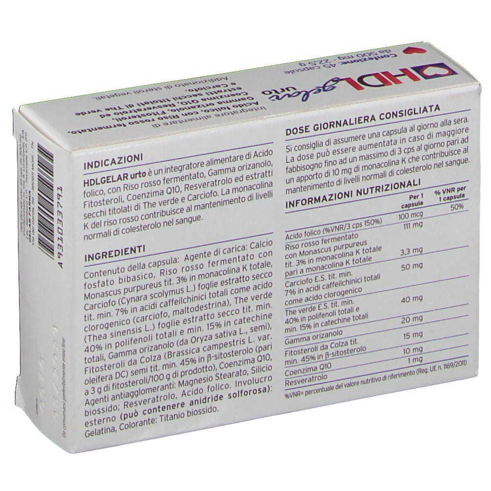 Integratore HDLGelar Urto per il colesterolo, 45 capsule