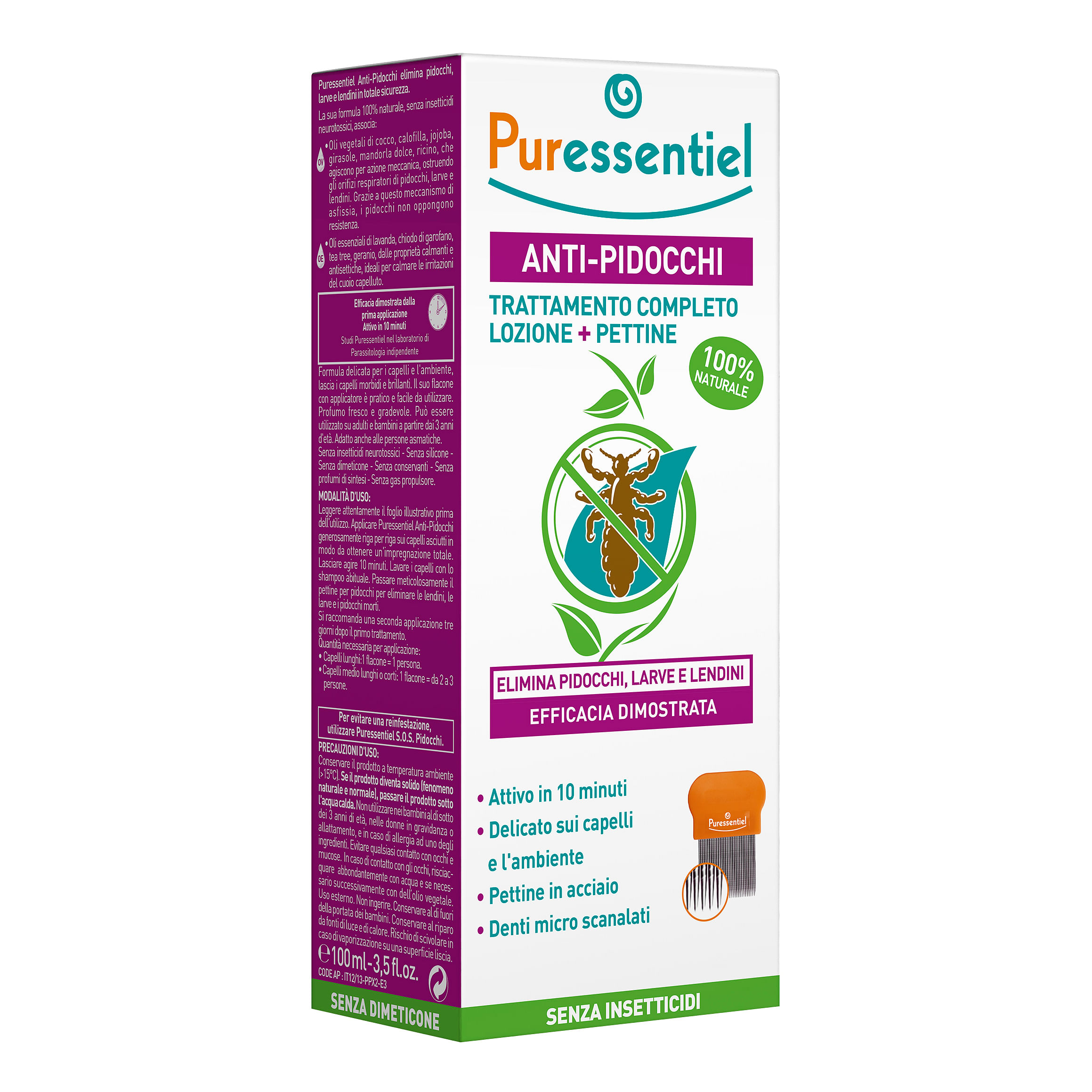 Lozione Antipidocchi 100 Ml + Pettine Puressentiel