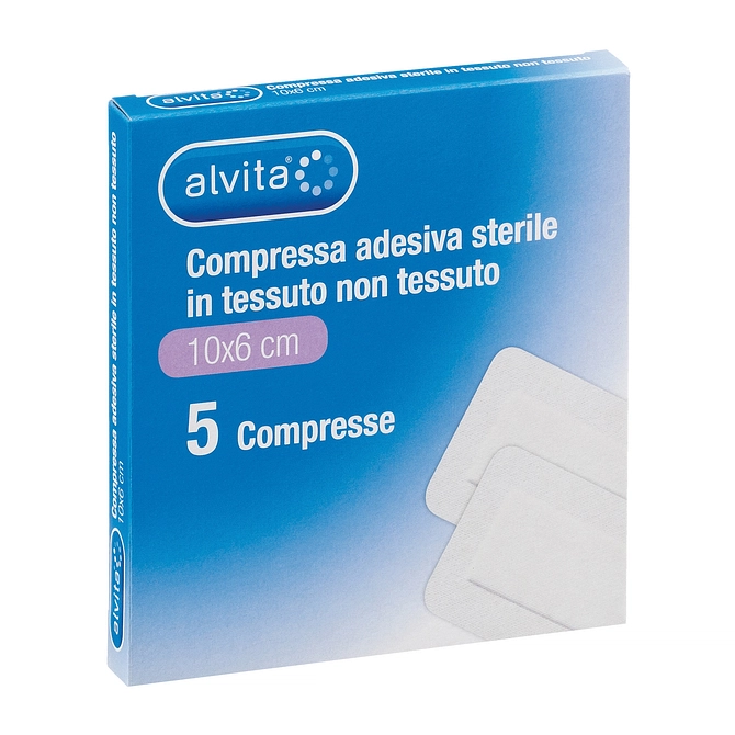 Alvita Garza Compressa Adesiva Sterile In Tessuto Non Tessuto Estensibile Bianco 10 X6 Cm 5 Pezzi