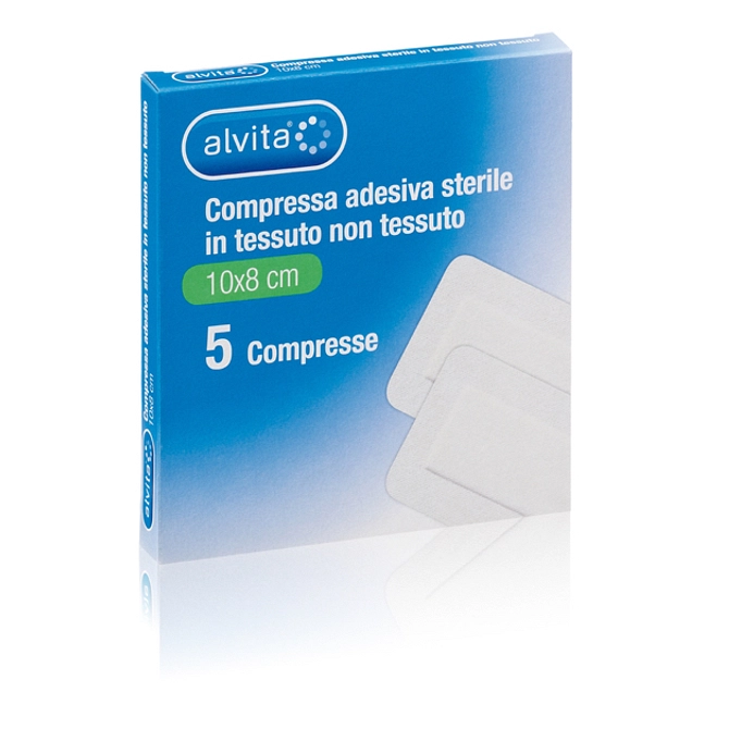 Alvita Garza Compressa Adesiva Sterile In Tessuto Non Tessuto Estensibile Bianco 10 X8 Cm 5 Pezzi