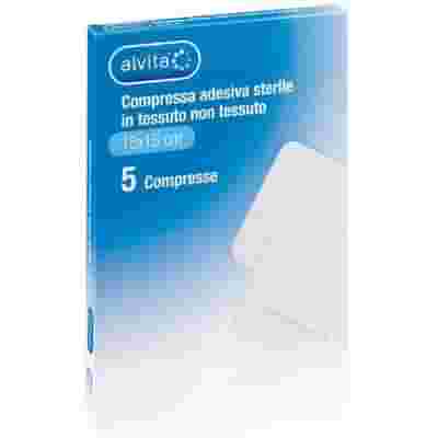 ALVITA GARZA COMPRESSA ADESIVA STERILE IN TESSUTO NON TESSUTO ESTENSIBILE BIANCO 15X15CM 5 PEZZI
