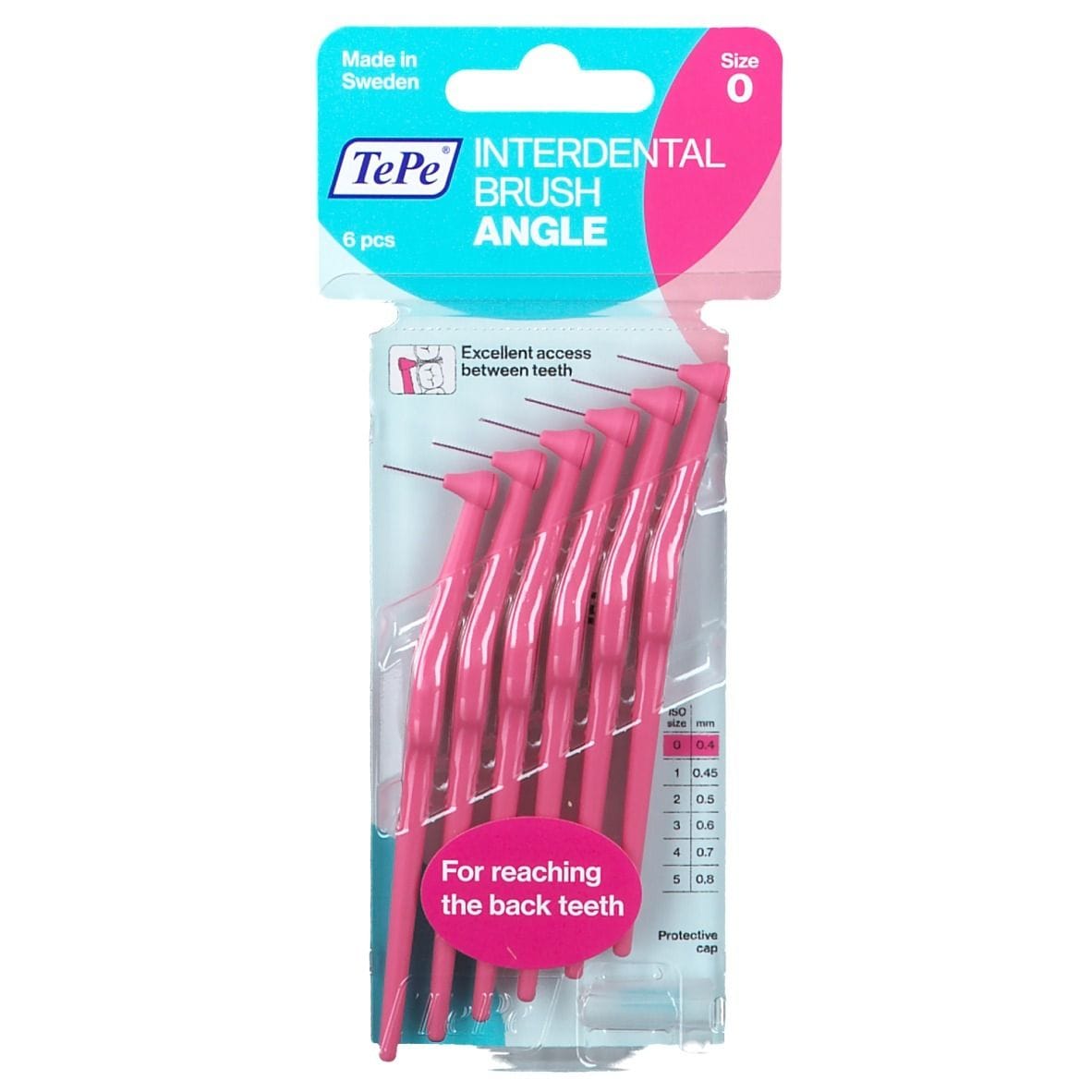 Scovolino TePe Angle Rosa 0,4mm per spazi interdentali, 6 pz