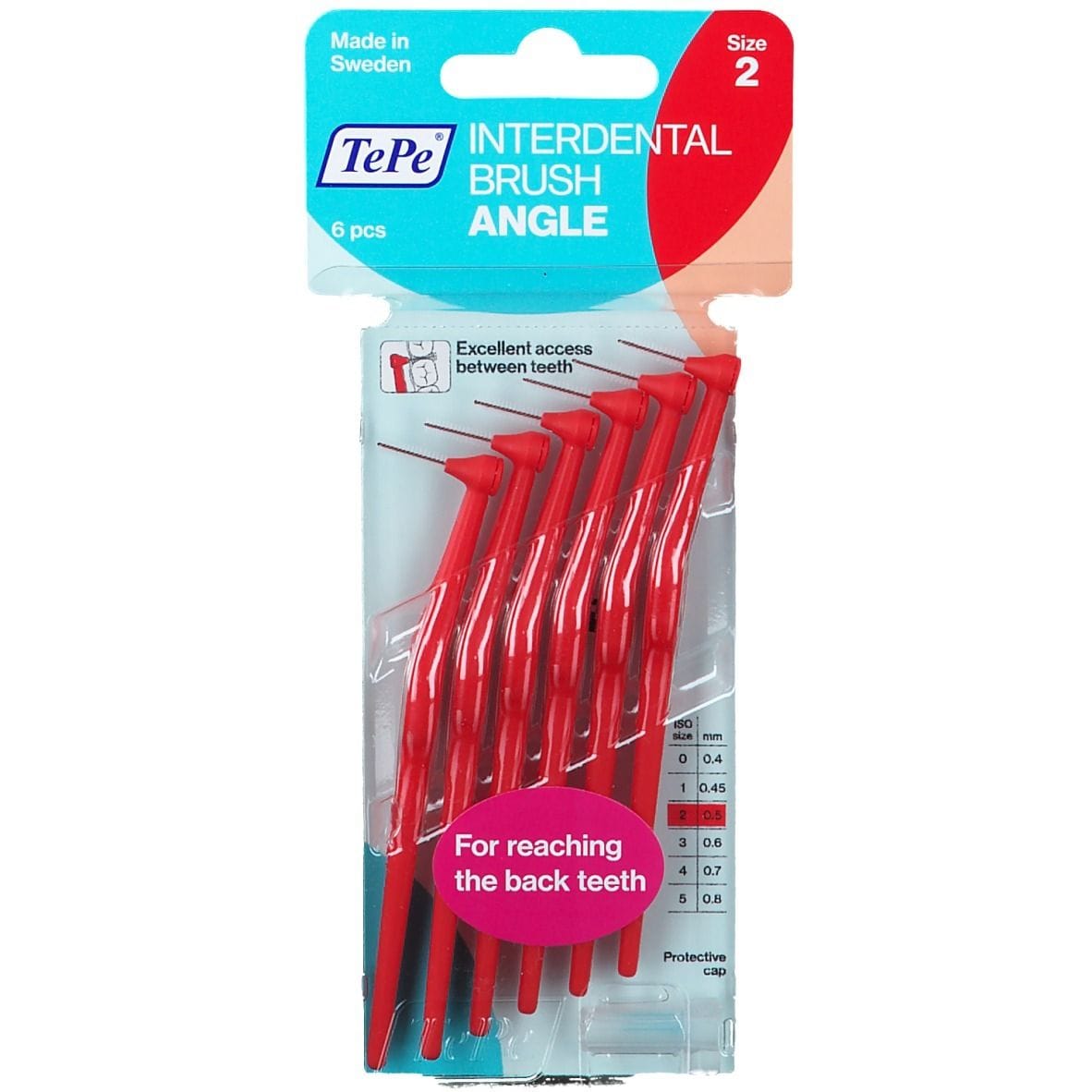 Scovolino TePe Angle rosso 0,5mm con testina angolata, 6 pezzi