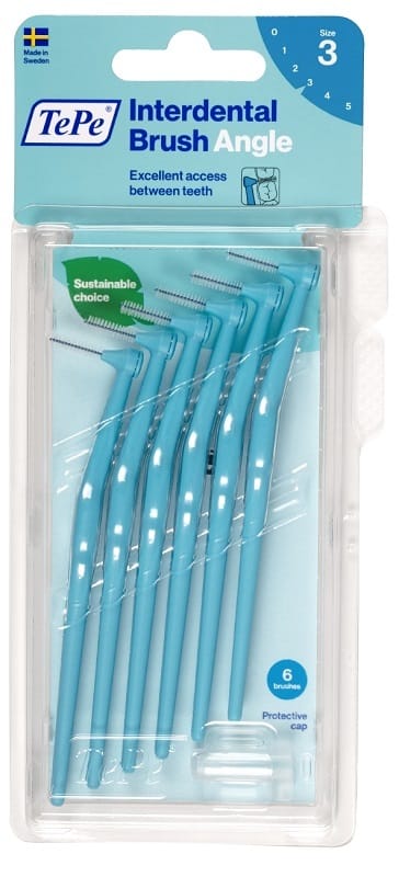 Scovolino TePe Angle Blu 0,6mm per spazi interdentali, 6 pz