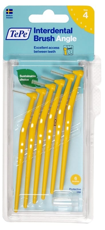 Scovolino TePe Angle Giallo 0,7mm, testina angolata 6 pezzi