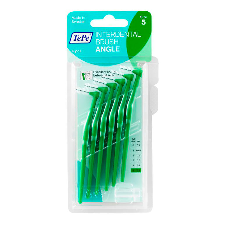 Scovolino TePe Angle Verde 0,8mm per spazi interdentali, 6 pz