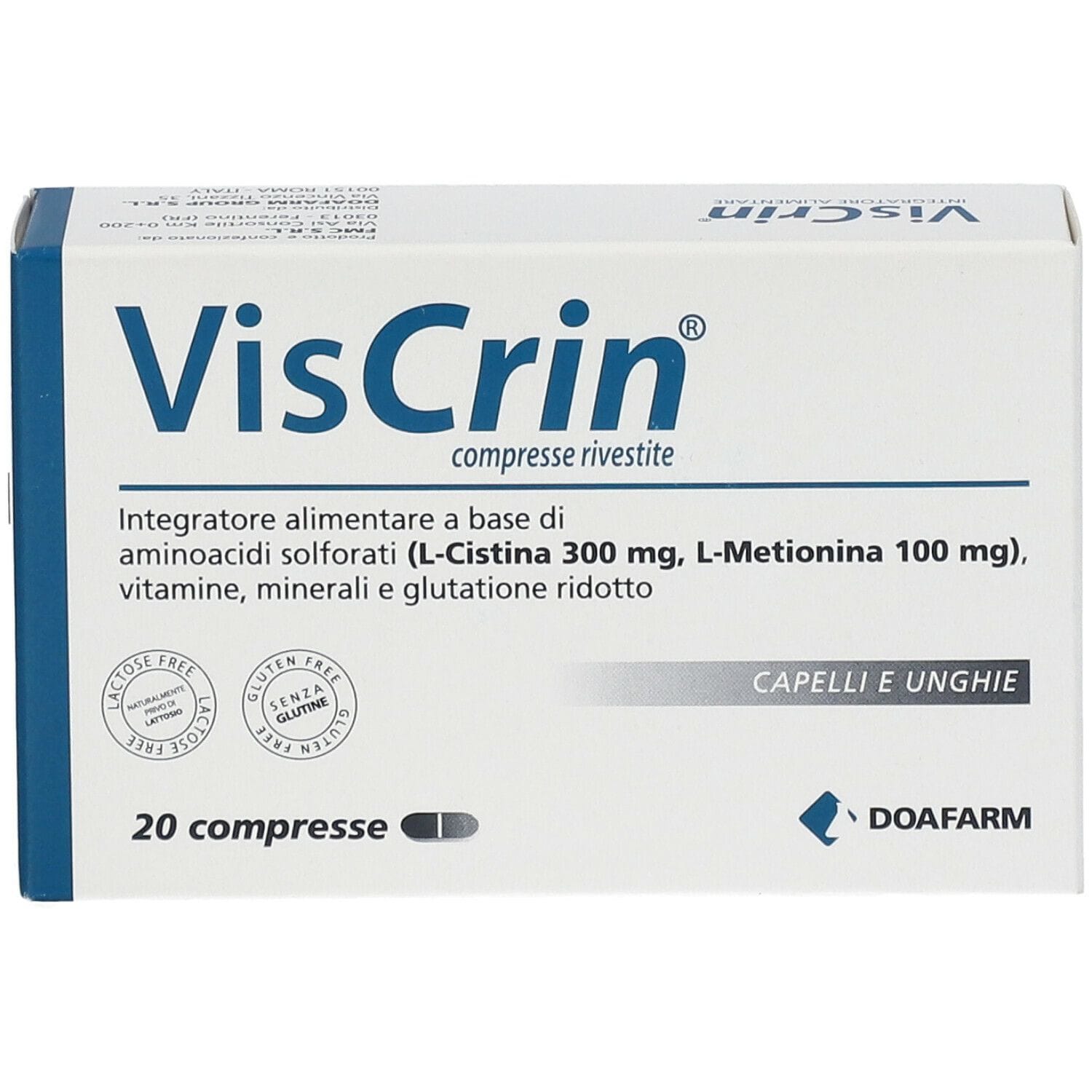 Integratore Viscrin per capelli e unghie sani, 20 compresse