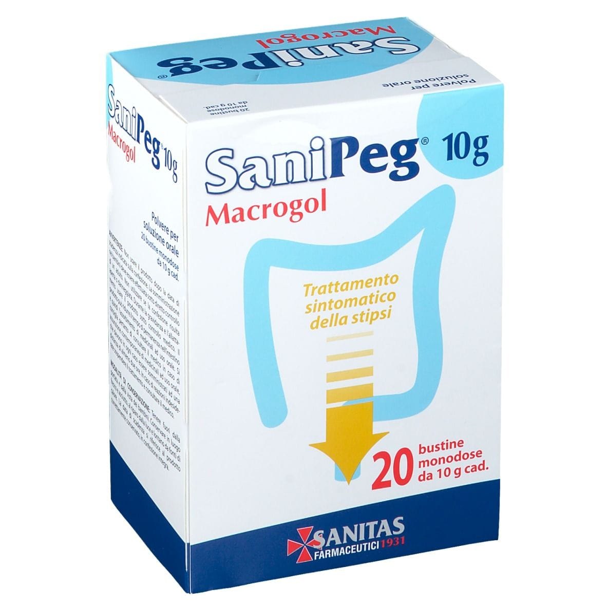 Sanipeg Macrogol polvere orale per la stipsi, 20 bustine
