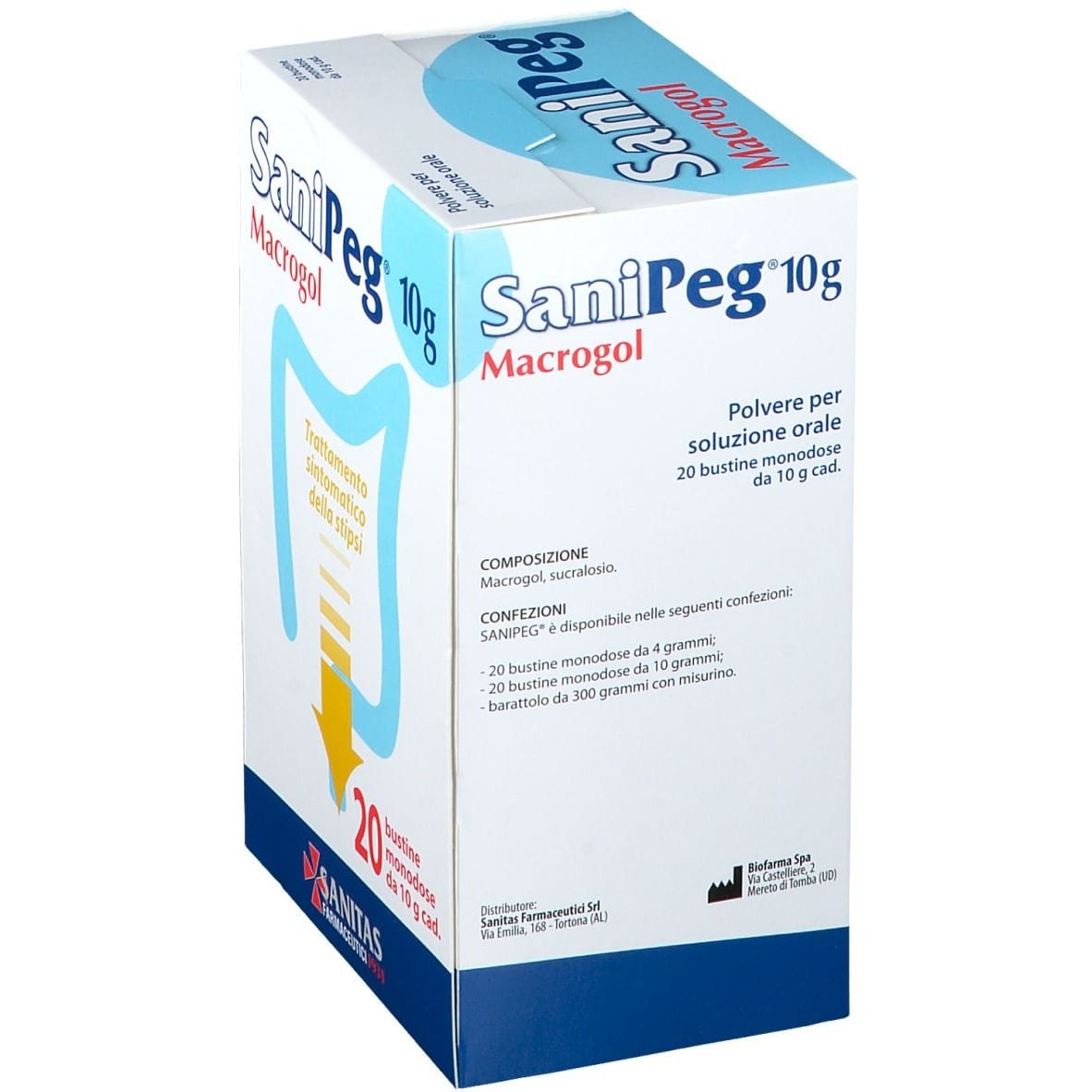 Sanipeg Macrogol polvere orale per la stipsi, 20 bustine