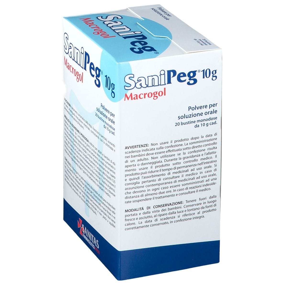 SANIPEG MACROGOL POLVERE PER SOLUZIONE ORALE 20 BUSTE DA 10 G