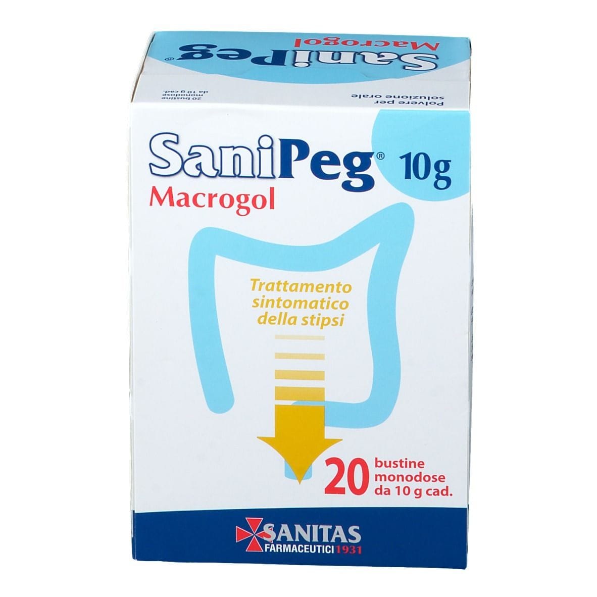 Sanipeg Macrogol polvere orale per la stipsi, 20 bustine