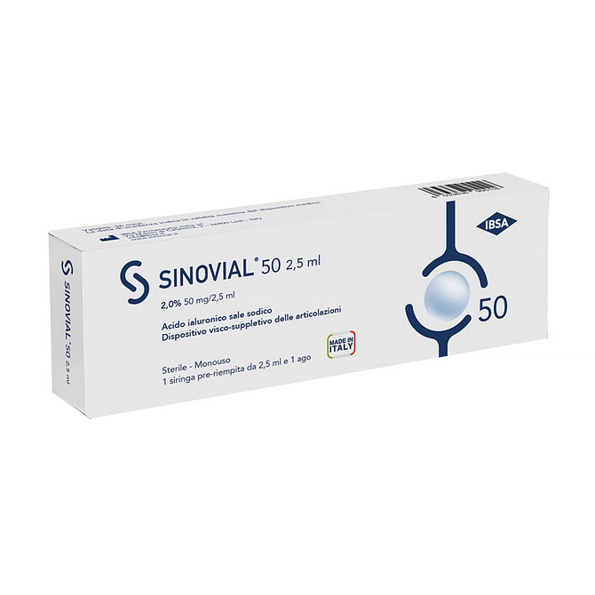 Siringa Intra Articolare Sinovial 50 Acido Ialuronico 2% 50 Mg/2,5 Ml 1 Fs + Ago Gauge 21 1 Pezzo