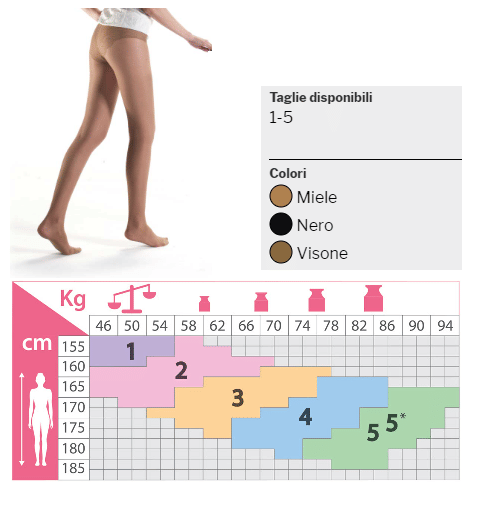 Collant Top 100 Maglia Liscia Kamila 4 Miele 14/16 Mmhg