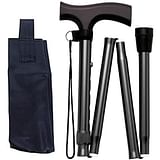 BASTONE DA PASSEGGIO PIEGHEVOLE IN 2 SET: CANNA LEGA NERO IMPUGNATURA BIMATERIA ANATOMICA COFANETTO