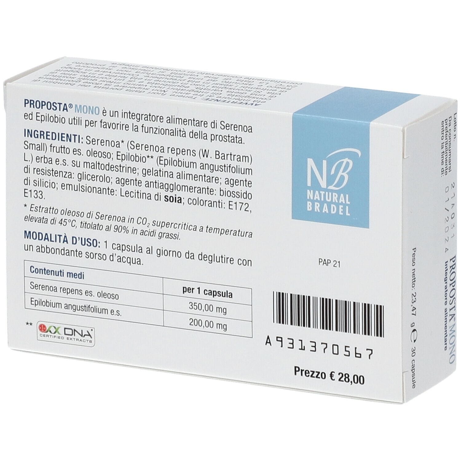 PROPOSTA MONO 30 CAPSULE 23,8 G