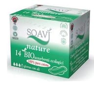Assorbenti bio con ali Soavi, cotone biologico 14 pezzi