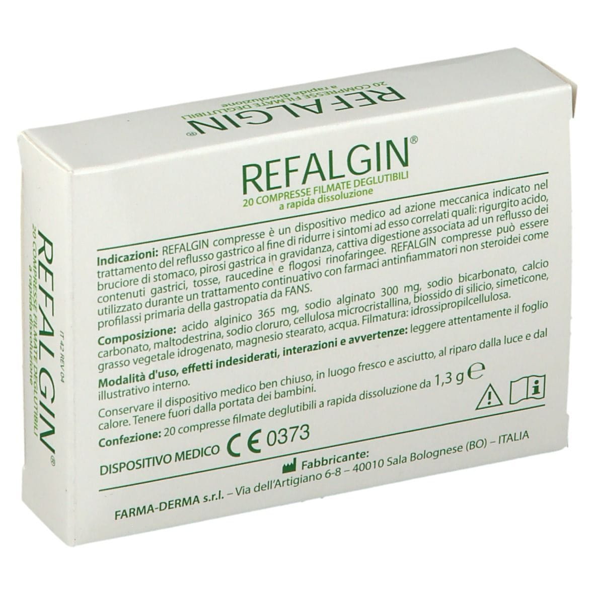 Refalgin compresse per reflusso e bruciore di stomaco, 20 cpr