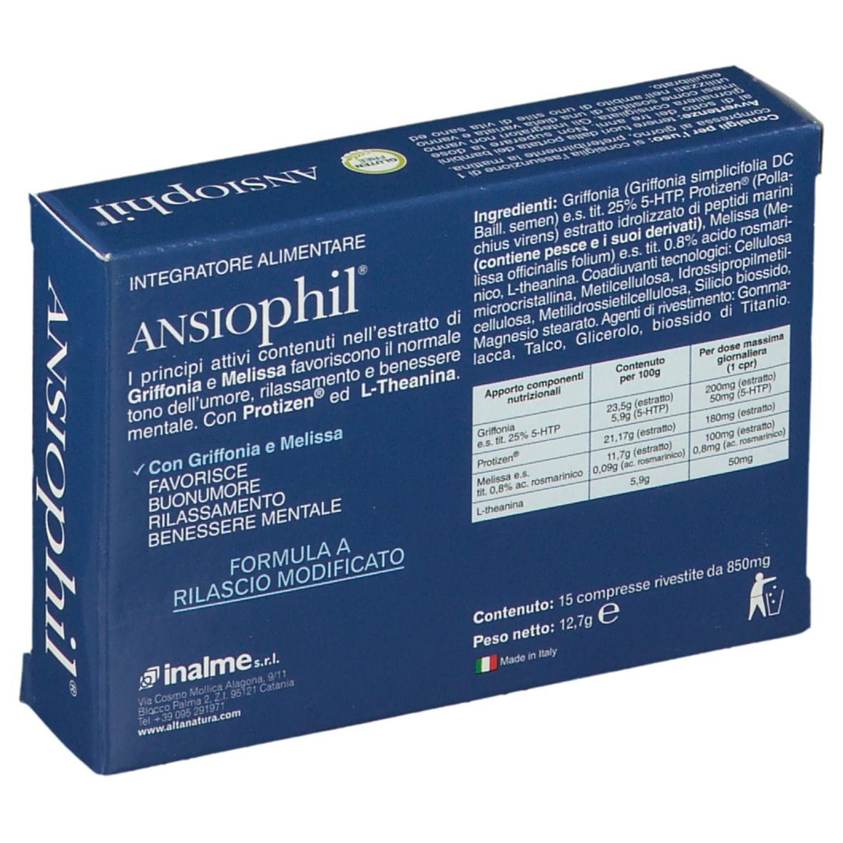 Integratore Ansiophil AltaNatura 850mg, 15 compresse