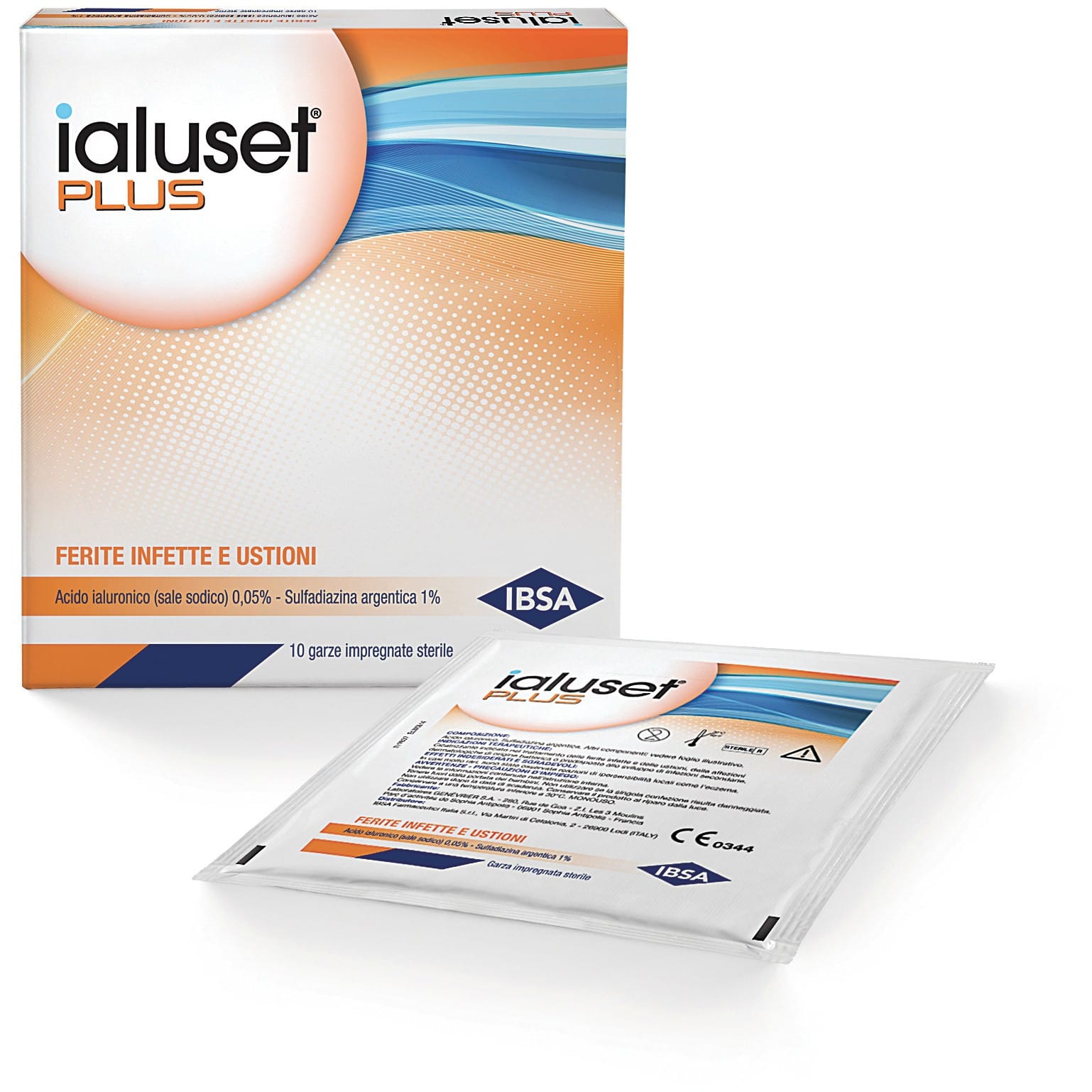 Garza Ialuset Plus Impregnata Di Crema Di Acido Ialuronico 0,05%, Di Sulfadiazina Argentica 1%, Macrogol, Glicerolo E Acqua 10 X 10 Cm 10 Pezzi