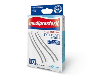 CEROTTO PER SUTURA MEDIPRESTERIL DELICATO TNT 3X75MM 10 PEZZI CEROTTO PER SUTURA MEDIPRESTERIL DELICATO TNT 3X75MM 10 PEZZI