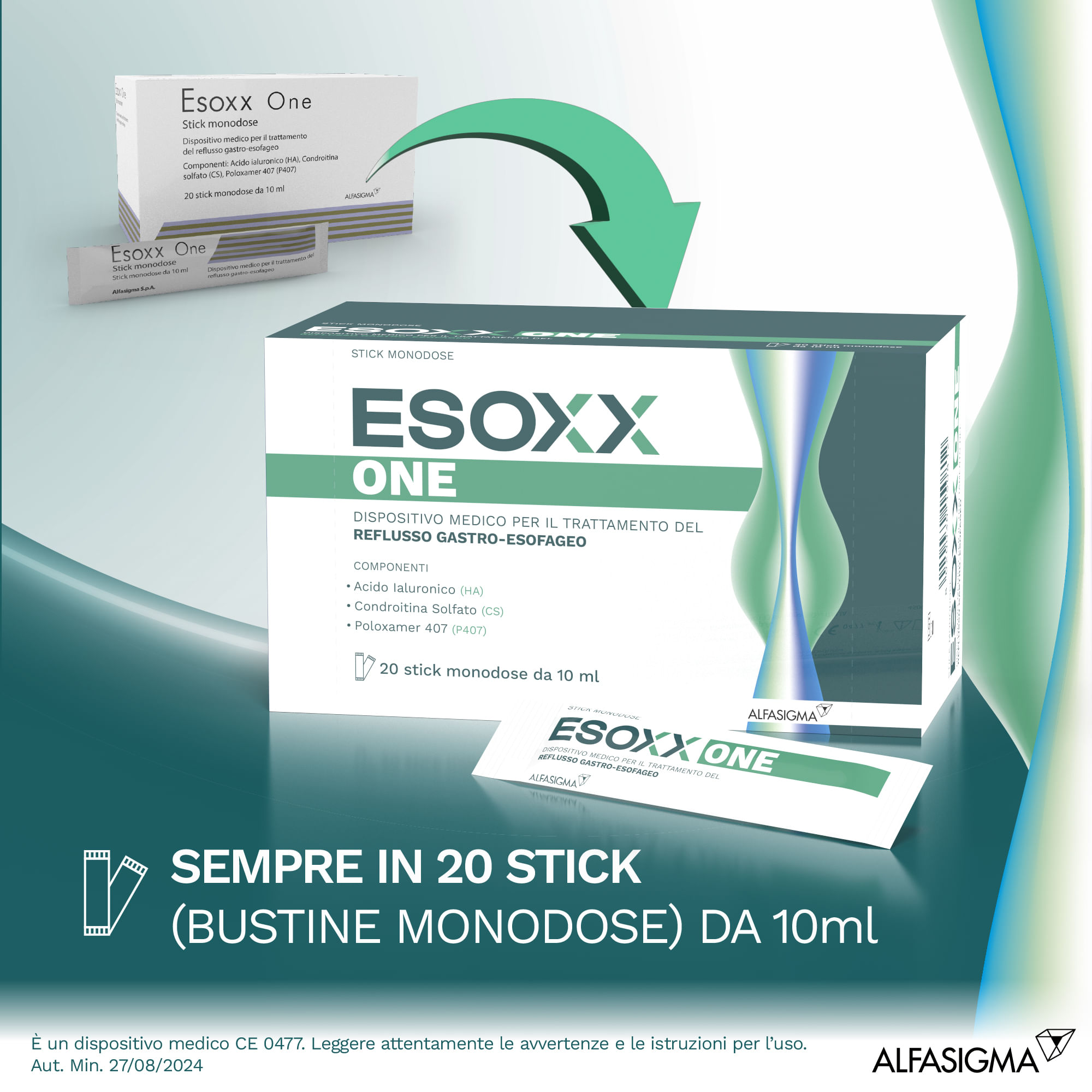 ESOXX ONE 20 BUSTINE STICK PACK 10 ML AROMA UVA