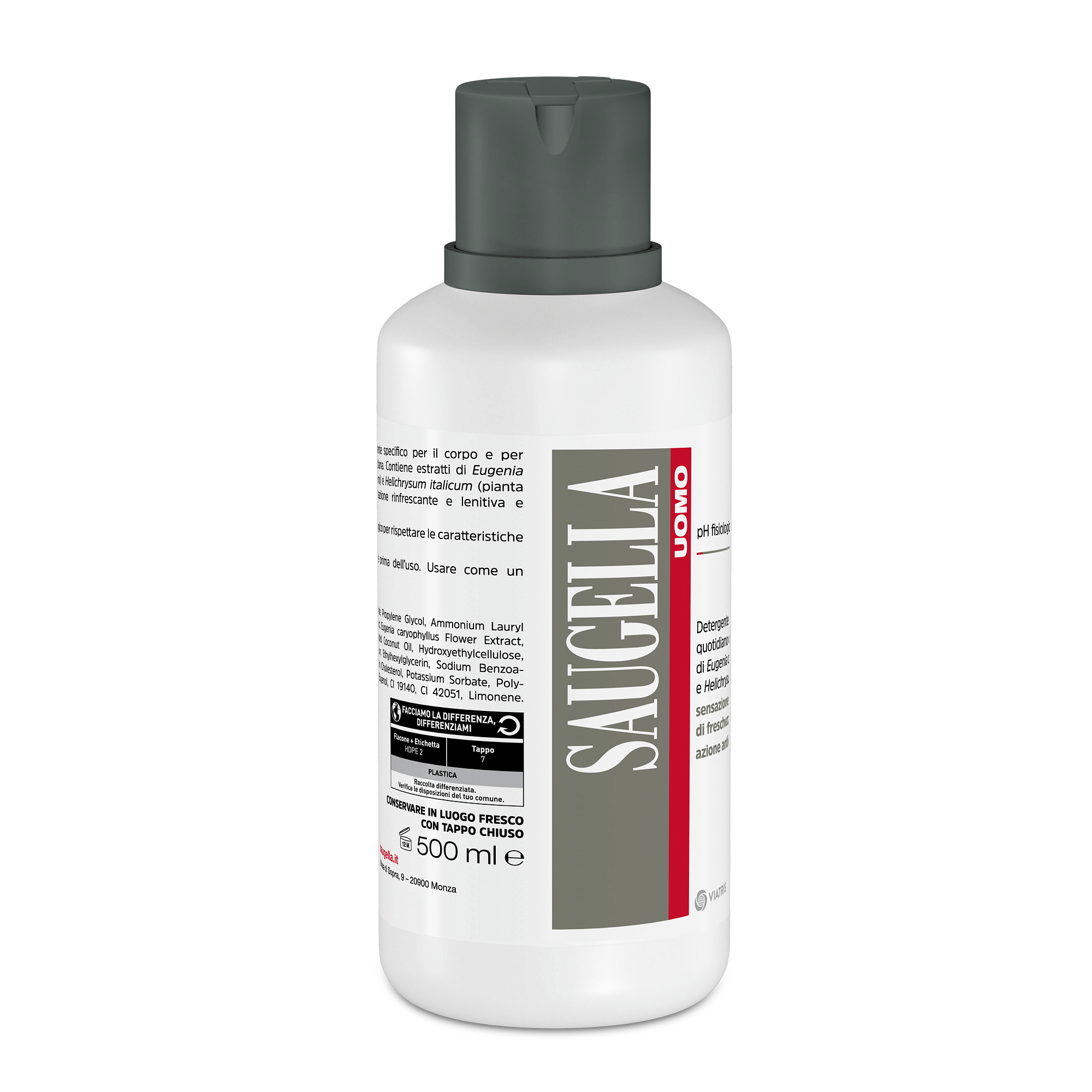 Saugella Uomo Ph Fisiologico Detergente Maschile 500 Ml