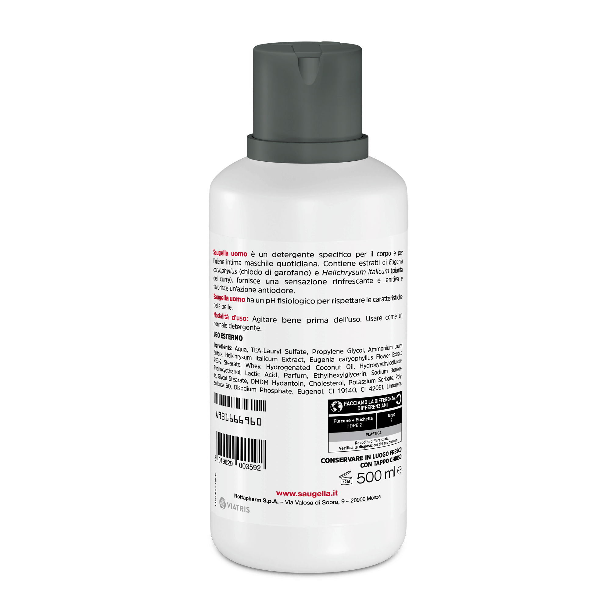 SAUGELLA UOMO PH FISIOLOGICO DETERGENTE MASCHILE 500 ML