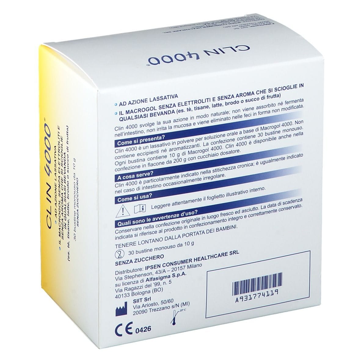CLIN 4000 LASSATIVO 30 BUSTINE MONOUSO 10 G SENZA ZUCCHERO
