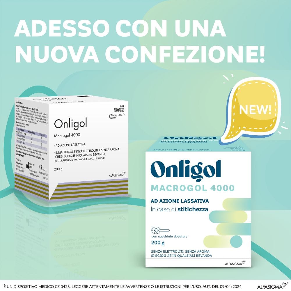 ONLIGOL MACROGOL 4000 200 G CON CUCCHIAINO DOSATORE SENZA ZUCCHERO
