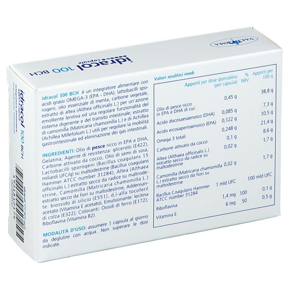 Integratore Idracol 100 BCH Valderma, 20 capsule