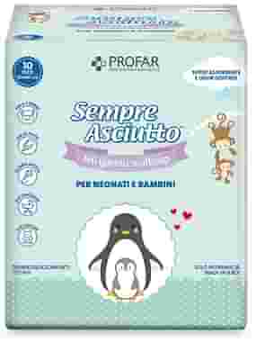 TELO IGIENICO MULTIUSO PROFAR SEMPRE ASCIUTTO PER NEONATI E BAMBINI 60X60CM 10 PEZZI